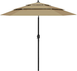 vidaXL - Parasol - 3-laags - met - aluminium - paal - 2,5 - m - taupe