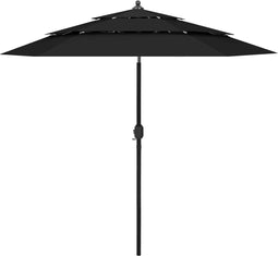 vidaXL - Parasol - 3-laags - met - aluminium - paal - 2,5 - m - zwart
