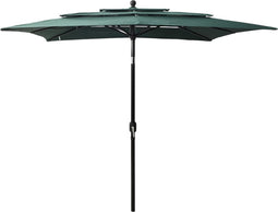 vidaXL - Parasol - 3-laags - met - aluminium - paal - 2,5x2,5 - m - groen