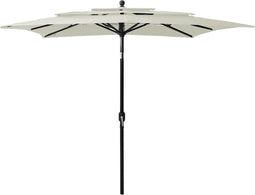 vidaXL - Parasol - 3-laags - met - aluminium - paal - 2,5x2,5 - m - zandkleurig