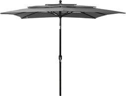 vidaXL - Parasol - 3-laags - met - aluminium - paal - 2,5x2,5 - m - antracietkleurig