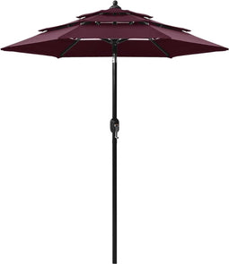 vidaXL - Parasol - 3-laags - met - aluminium - paal - 2 - m - bordeauxrood
