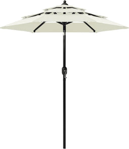 vidaXL - Parasol - 3-laags - met - aluminium - paal - 2 - m - zandkleurig