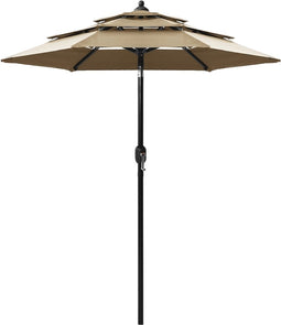 vidaXL - Parasol - 3-laags - met - aluminium - paal - 2 - m - taupe