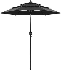 vidaXL - Parasol - 3-laags - met - aluminium - paal - 2 - m - zwart