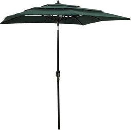vidaXL - Parasol - 3-laags - met - aluminium - paal - 2x2 - m - groen