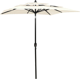 vidaXL - Parasol - 3-laags - met - aluminium - paal - 2x2 - m - zandkleurig