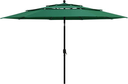 vidaXL - Parasol - 3-laags - met - aluminium - paal - 3,5 - m - groen