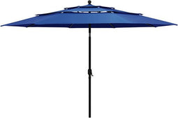 vidaXL - Parasol - 3-laags - met - aluminium - paal - 3,5 - m - azuurblauw