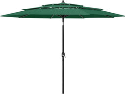 vidaXL - Parasol - 3-laags - met - aluminium - paal - 3 - m - groen