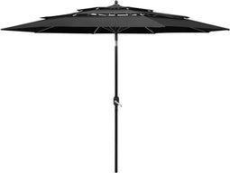 vidaXL - Parasol - 3-laags - met - aluminium - paal - 3 - m - antracietkleurig