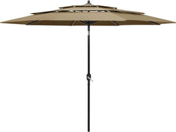 vidaXL - Parasol - 3-laags - met - aluminium - paal - 3 - m - taupe