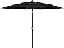 vidaXL - Parasol - 3-laags - met - aluminium - paal - 3 - m - zwart