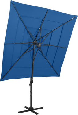 vidaXL - Parasol - 4-laags - met - aluminium - paal - 250x250 - cm - azuurblauw