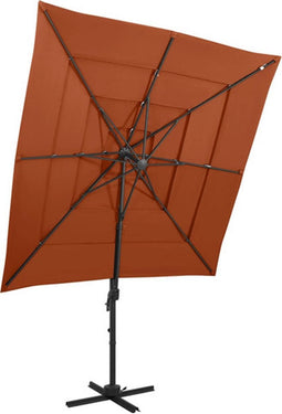 vidaXL - Parasol - 4-laags - met - aluminium - paal - 250x250 - cm - terracottakleurig