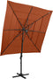 vidaXL - Parasol - 4-laags - met - aluminium - paal - 250x250 - cm - terracottakleurig
