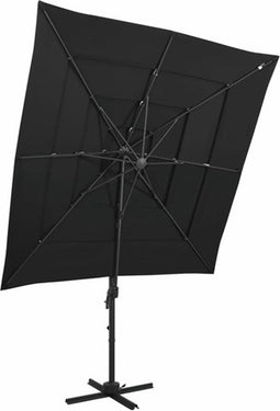 vidaXL - Parasol - 4-laags - met - aluminium - paal - 250x250 - cm - zwart
