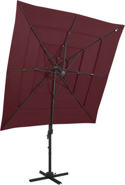 vidaXL - Parasol - 4-laags - met - aluminium - paal - 250x250 - cm - bordeauxrood