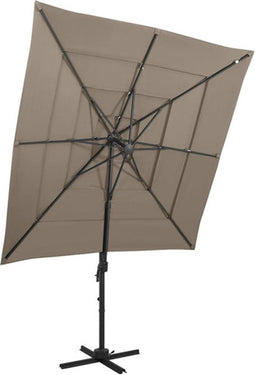vidaXL - Parasol - 4-laags - met - aluminium - paal - 250x250 - cm - taupe