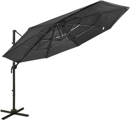 vidaXL - Parasol - 4-laags - met - aluminium - paal - 3x3 - m - antracietkleurig