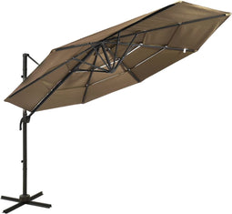 vidaXL - Parasol - 4-laags - met - aluminium - paal - 3x3 - m - taupe