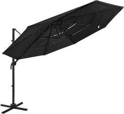vidaXL - Parasol - 4-laags - met - aluminium - paal - 3x3 - m - zwart