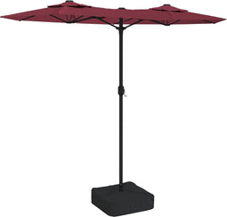 vidaXL - Parasol - dubbel - dak - met - LED - 316x240 - cm - bordeauxrood