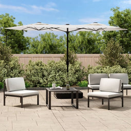 vidaXL - Parasol - dubbel - dak - met - LED - 316x240 - cm - zandwit