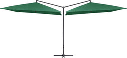 vidaXL - Parasol - dubbel - met - stalen - paal - 250x250 - cm - groen