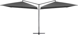 vidaXL - Parasol - dubbel - met - stalen - paal - 250x250 - cm - antraciet