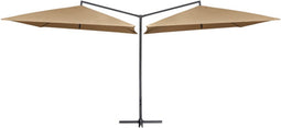 vidaXL - Parasol - dubbel - met - stalen - paal - 250x250 - cm - taupe