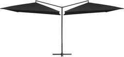 vidaXL - Parasol - dubbel - met - stalen - paal - 250x250 - cm - zwart