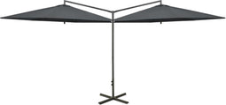 vidaXL - Parasol - dubbel - met - stalen - paal - 600 - cm - antracietkleurig