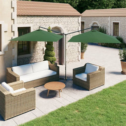 vidaXL - Parasol - dubbel - met - stalen - paal - 600x300 - cm - groen