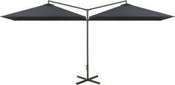 vidaXL - Parasol - dubbel - met - stalen - paal - 600x300 - cm - antracietkleurig