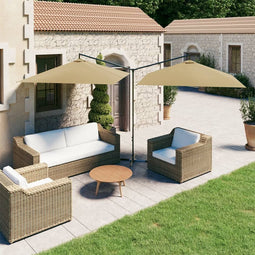 vidaXL - Parasol - dubbel - met - stalen - paal - 600x300 - cm - taupe