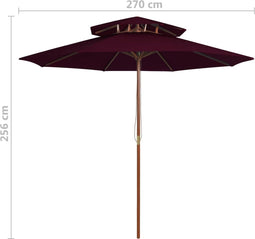 vidaXL - Parasol - dubbeldekker - met - houten - paal - 270 - cm - taupe