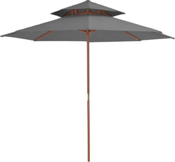 vidaXL - Parasol - dubbeldekker - met - houten - paal - 270 - cm - antraciet