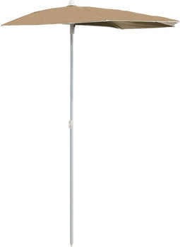 vidaXL - Parasol - half - met - paal - 180x90 - cm - taupe