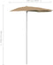 vidaXL - Parasol - half - met - paal - 180x90 - cm - taupe