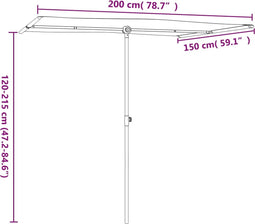 vidaXL - Parasol - met - aluminium - paal - 2x1,5 - m - azuurblauw
