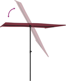 vidaXL - Parasol - met - aluminium - paal - 2x1,5 - m - bordeauxrood