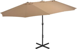 vidaXL - Parasol - met - aluminium - paal - 460x270 - cm - taupe