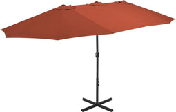 vidaXL - Parasol - met - aluminium - paal - 460x270 - cm - terracotta