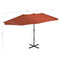 vidaXL - Parasol - met - aluminium - paal - 460x270 - cm - terracotta