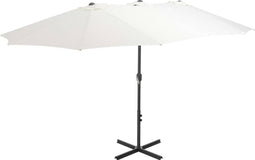 vidaXL - Parasol - met - aluminium - paal - 460x270 - cm - zandkleurig