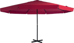 vidaXL - Parasol - met - aluminium - paal - 500 - cm - bordeauxrood