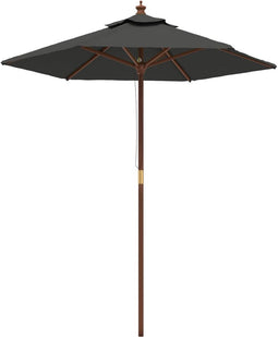 vidaXL - Parasol - met - houten - paal - 196x231 - cm - antracietkleurig