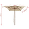 vidaXL - Parasol - met - houten - paal - 200x300 - cm - crèmewit