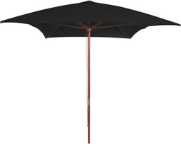 vidaXL - Parasol - met - houten - paal - 200x300 - cm - zwart